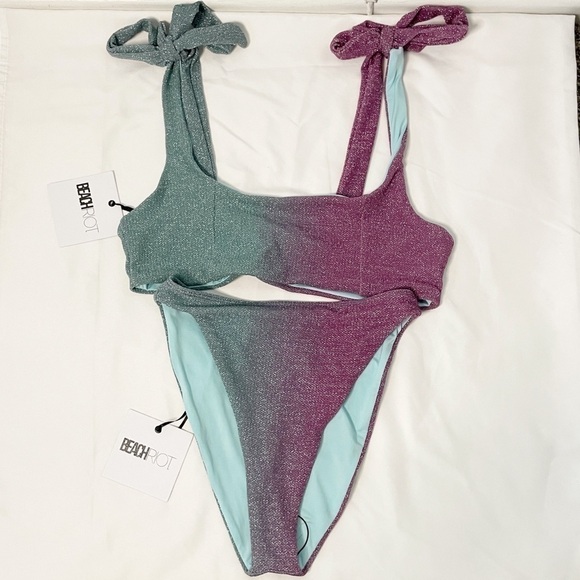 NWT BEACH RIOT Ombré Bikini Set Avalon Top - Picture 7 of 15